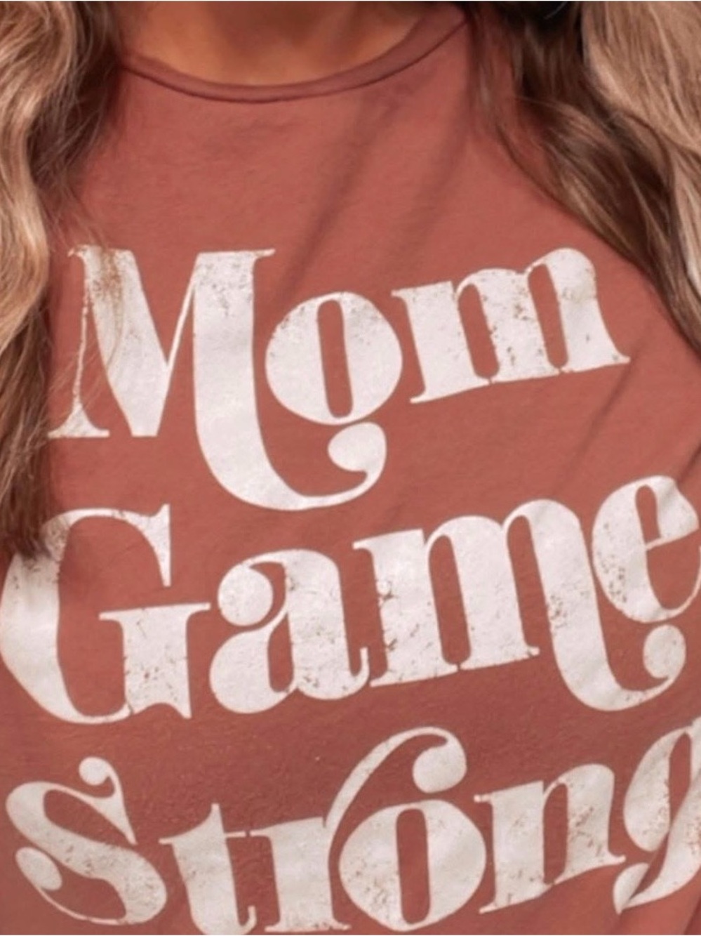 Mom Game Strong Graphic Tee by Nine West- Rust